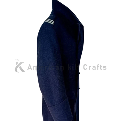 Men's Blue Wool Pea Coat - Classic Vintage Style Military Overcoat