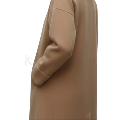 Women’s Camel Wool Overcoat – Straight Cut Minimalist Long Winter Coat