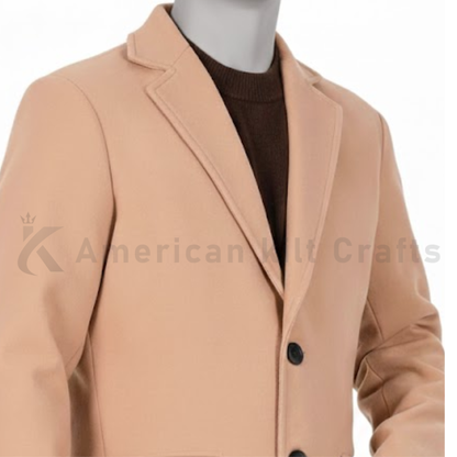 Men’s Wool Blend Peacoat | Business Mid Length Winter Coat