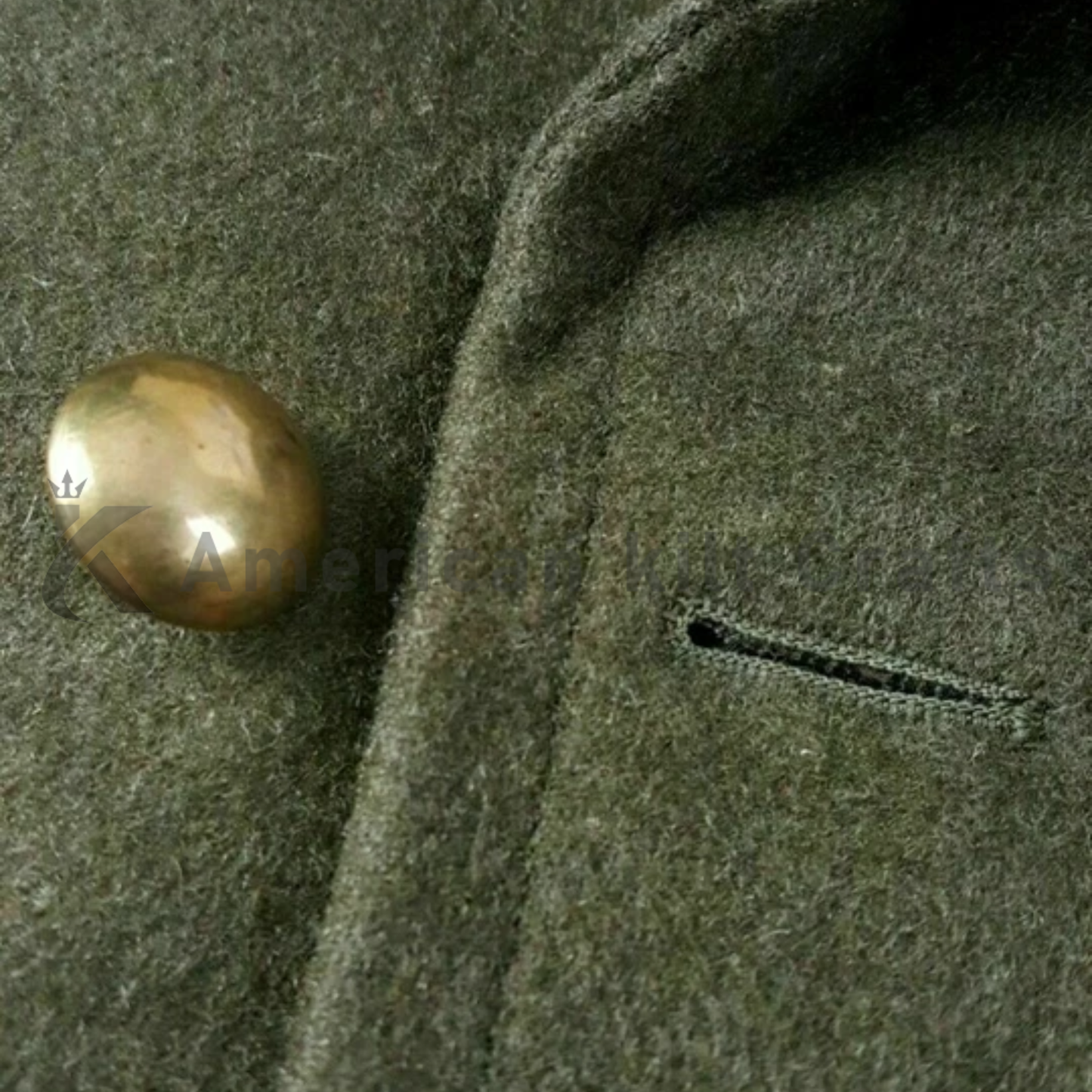 Men's Full-Length Military Officer Greatcoat - Olive Green Wool Blend Winter Overcoat