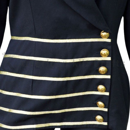 Women’s Military Steampunk Blazer Jacket with Gold Trim-Military chic jacket