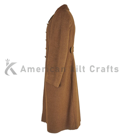 Men’s Long Military Greatcoat - Classic Double-Breasted Wool Winter Overcoat