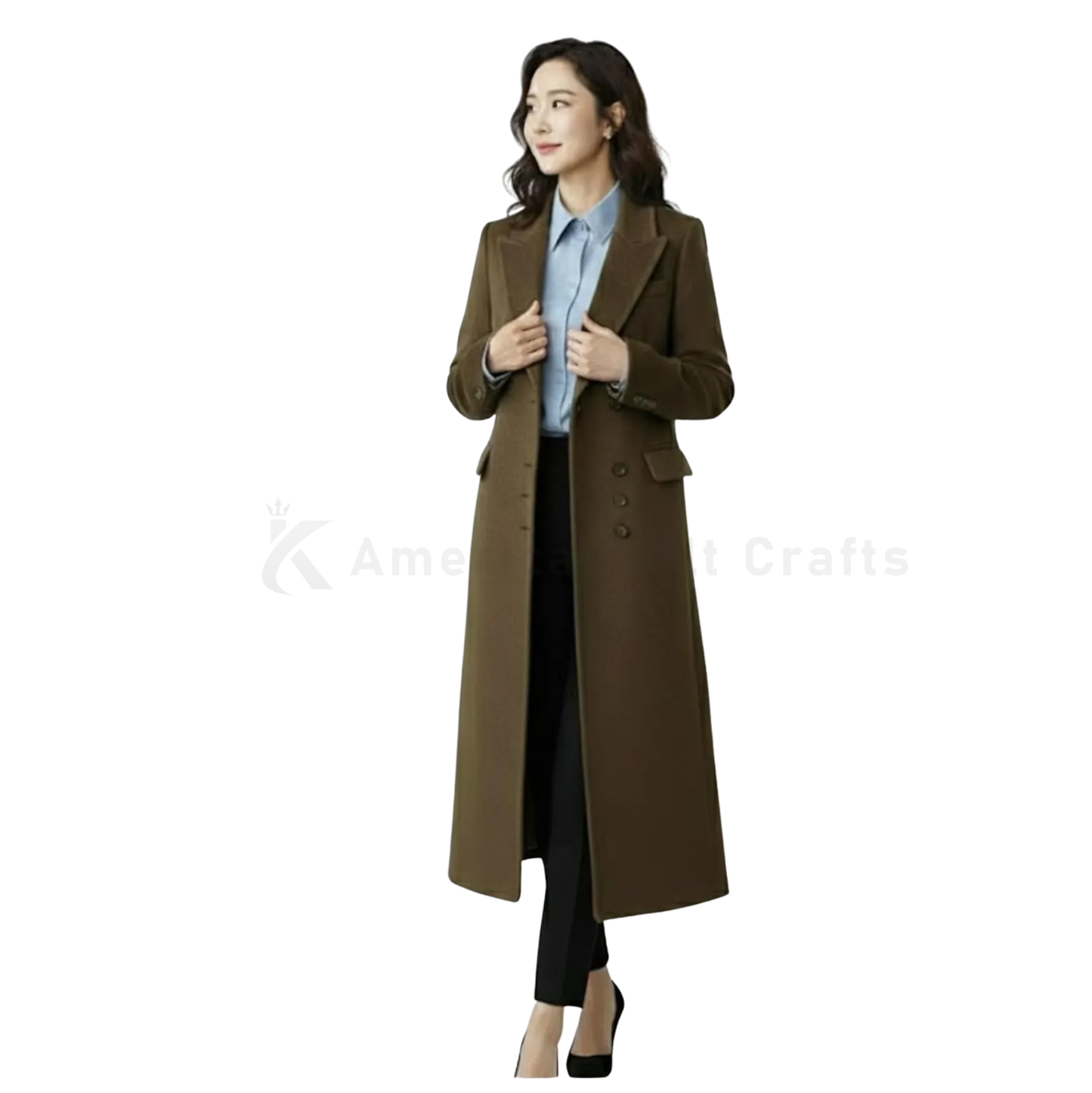 Women's Wool Longline Trench Coat Brown – Unisex Winter Wool Coat