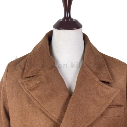 Men's British Warmer Camel Overcoat - Double Breasted Wool Greatcoat