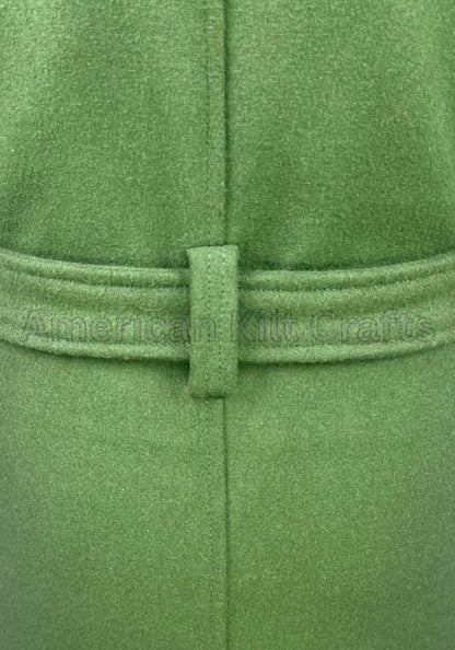 Women's Hooded Olive Green Wool Pea Coat – Double Breasted Winter Trench coat