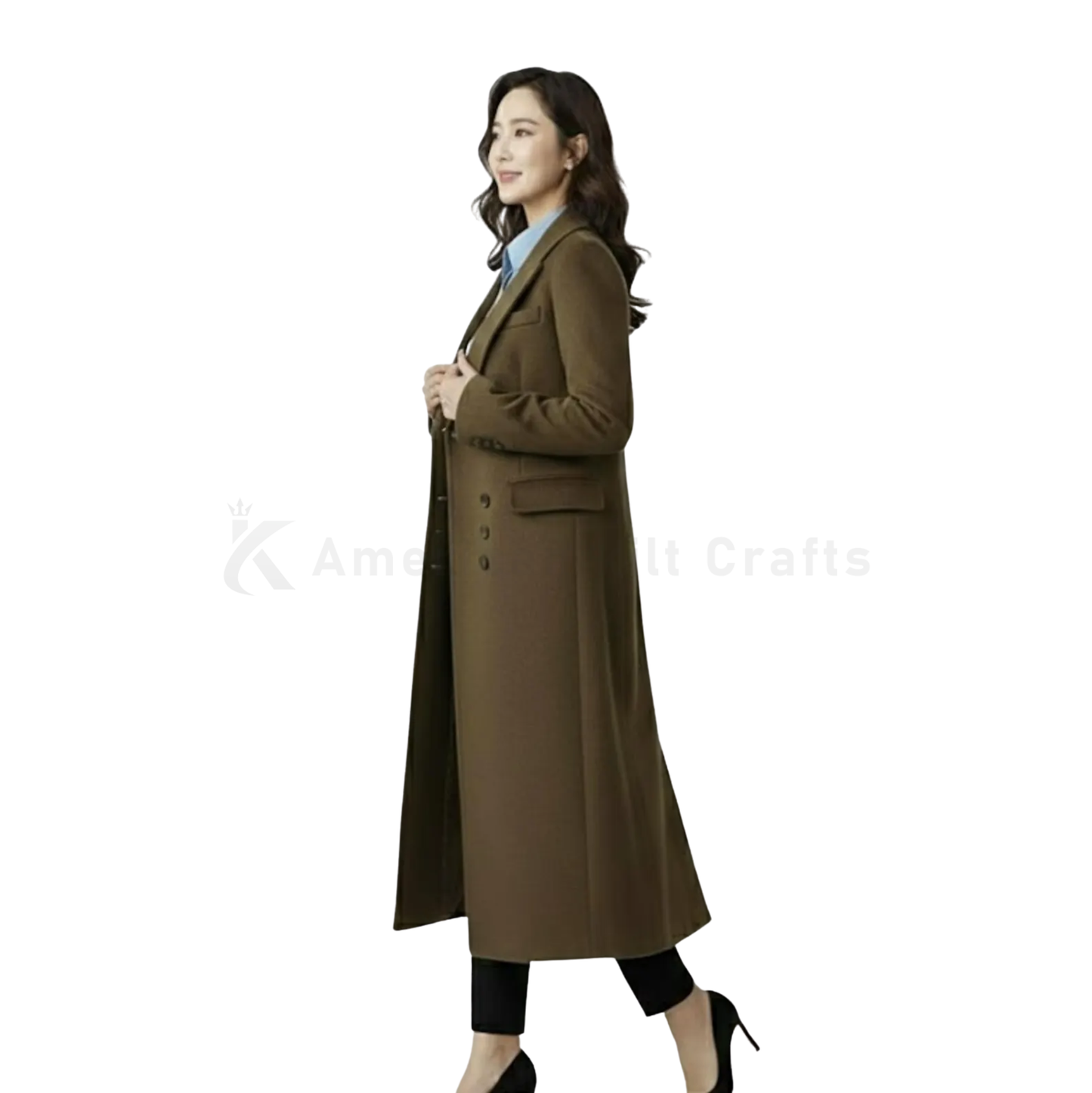 Women's Wool Longline Trench Coat Brown – Unisex Winter Wool Coat