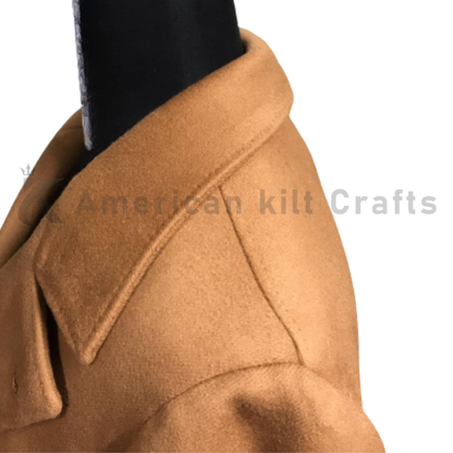 Men’s Winter Military Camel Wool Overcoat | Classic Tailored Double-Breasted Long Coat