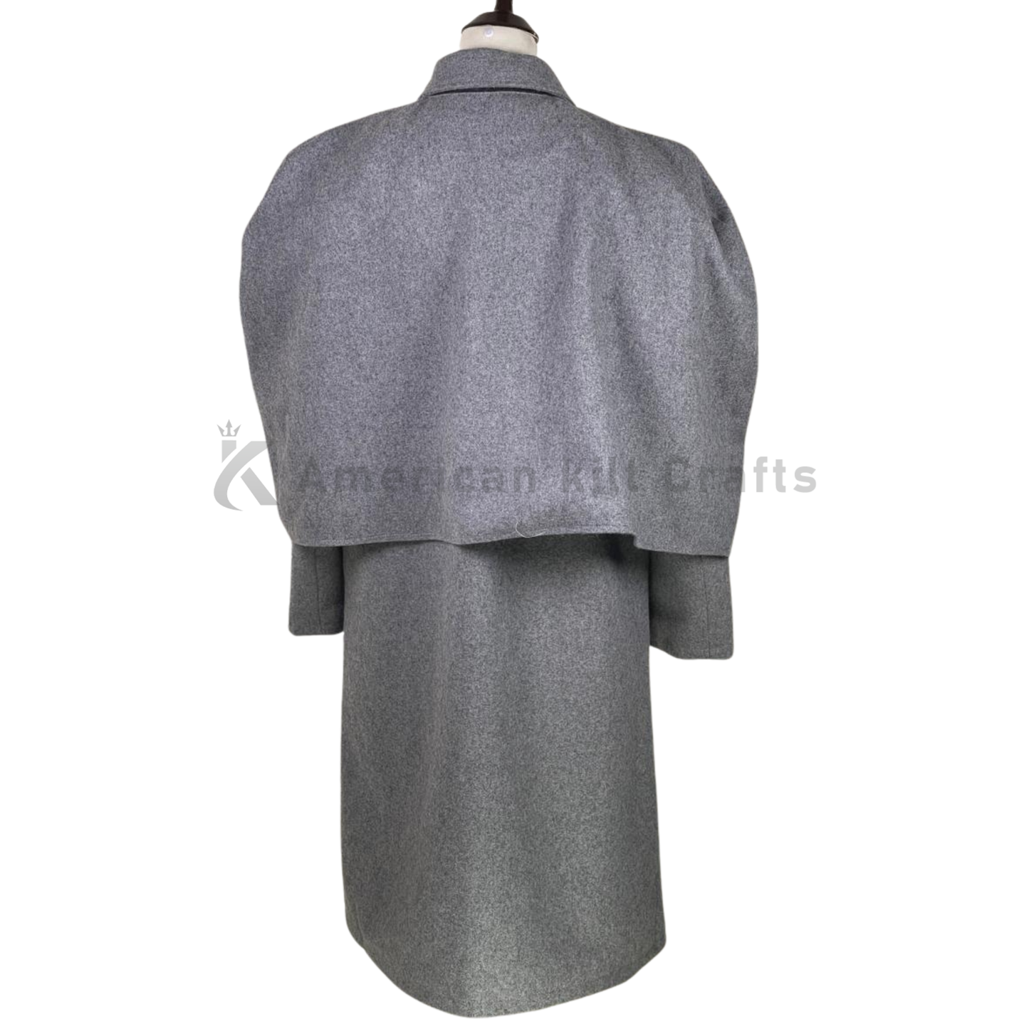 Men’s Grey Wool Inverness Cape Greatcoat | Victorian Sherlock Style Long Wool Coat