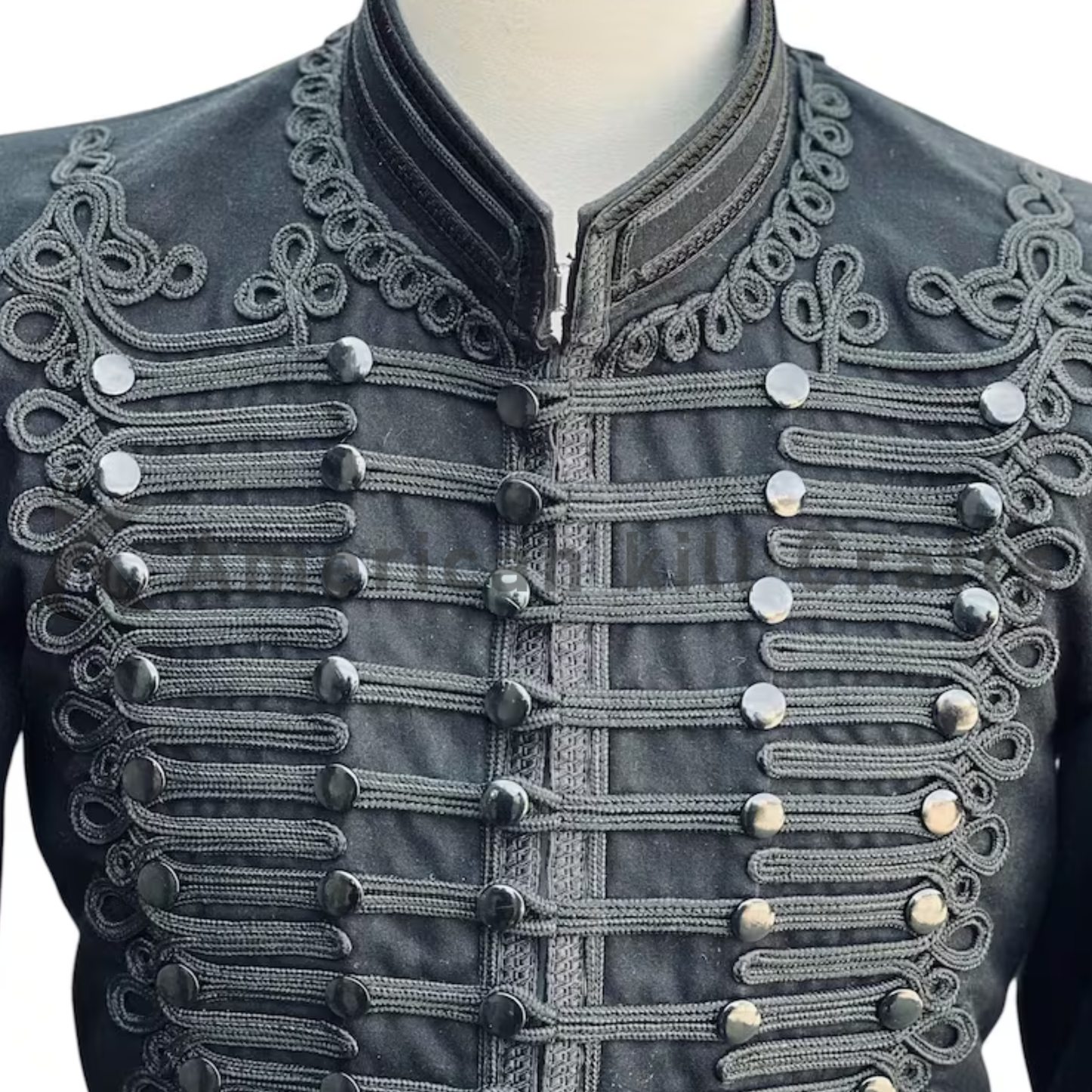 Men's Black Wool Napoleonic Military Jacket Vintage Steampunk Jacket-Uniform Handmade Tunic Pelisse jacket