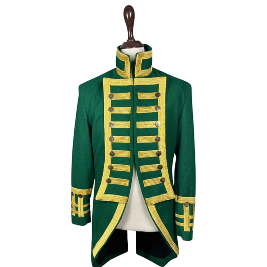 Napoleonic Green Admiral Frock Coat | 18th Century British Captain Tailcoat | Vintage Military Steampunk Jacket for Men