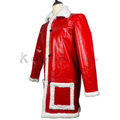Christmas Chronicles Santa Coat |  Premium Red Faux Leather Winter Coat– Stylish Warm Santa Style Jacket