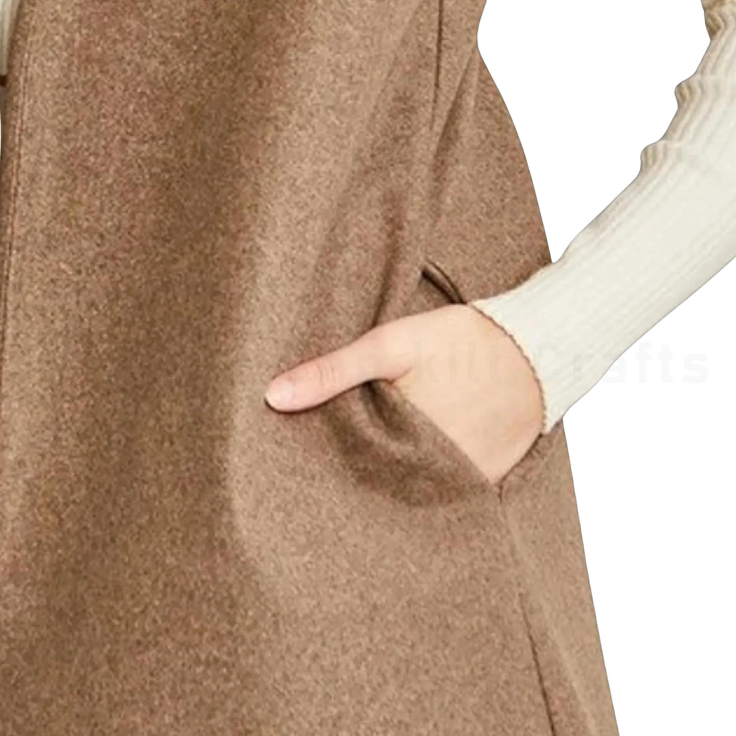 Fleece Open Vest Coat for Women – Sleeveless Longline Fleece Vest with Pockets