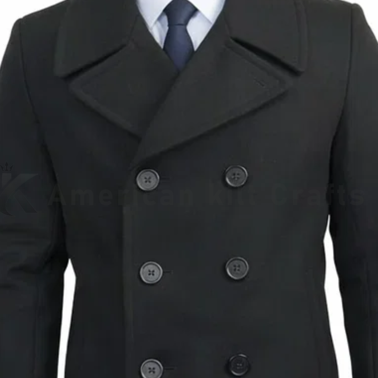 Men’s US Navy Style  Pea Coat Black - British military style jacket