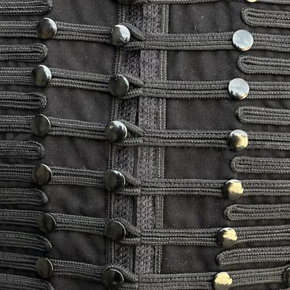 Men's Black Wool Napoleonic Military Jacket Vintage Steampunk Jacket-Uniform Handmade Tunic Pelisse jacket