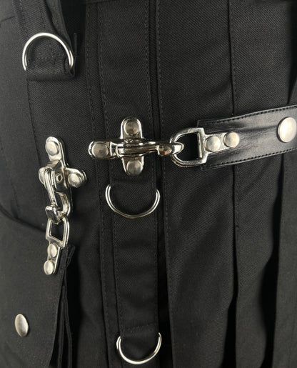 Black Utility Kilt for Men - Gothic Punk Kilt with Chains & Cargo Pockets | Tactical Streetwear Kilt