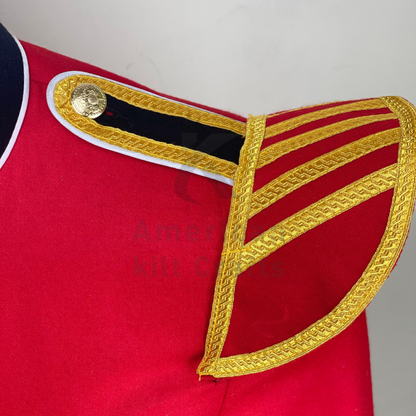 Scottish Red Military Doublet Jacket | Piper & Drummer Parade Kilt Jacket | Bagpiper Marching Band Tunic for Men