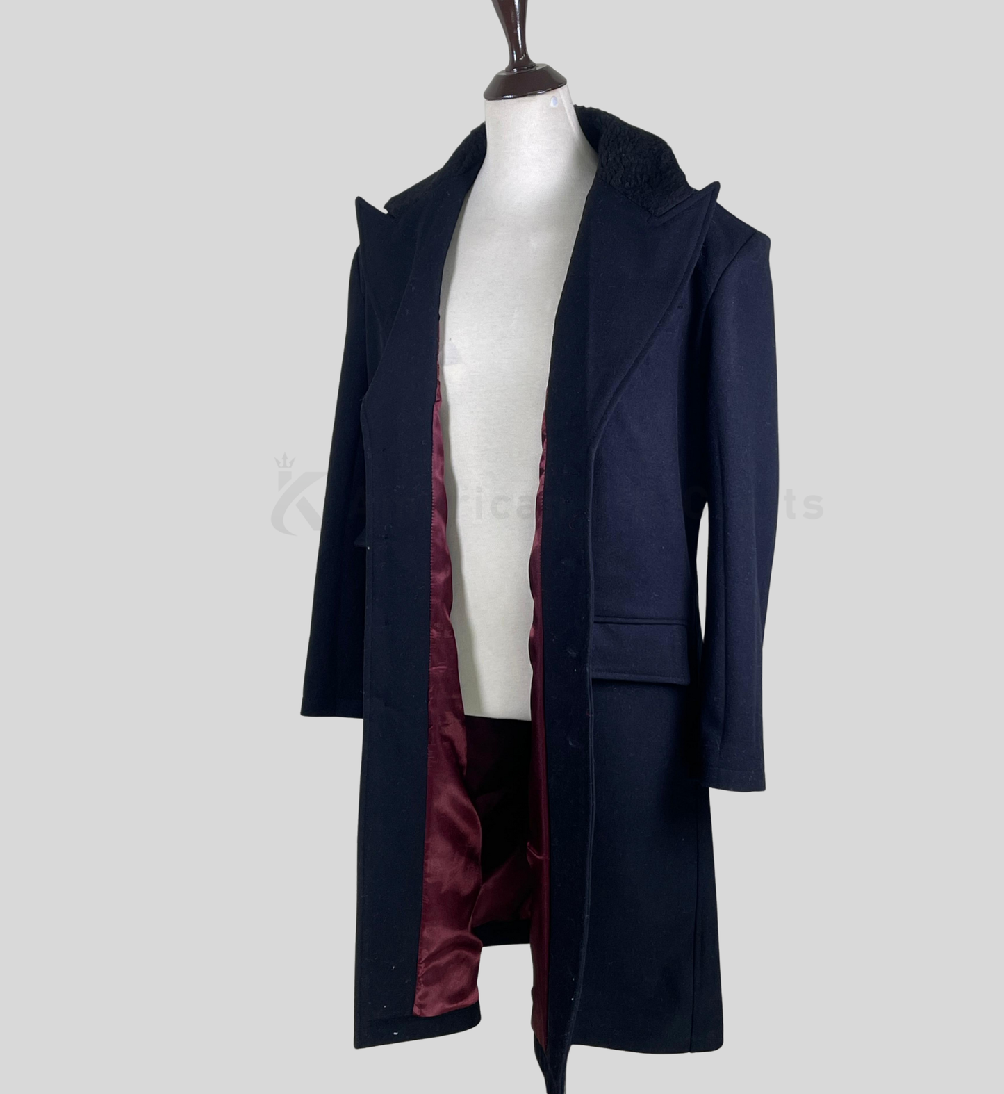Men’s Dark Blue Wool Long Overcoat | Classic Chesterfield Style Winter Coat