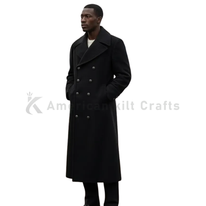Men’s Full-Length Premium Wool Overcoat - Classic Double-Breasted Business Coat