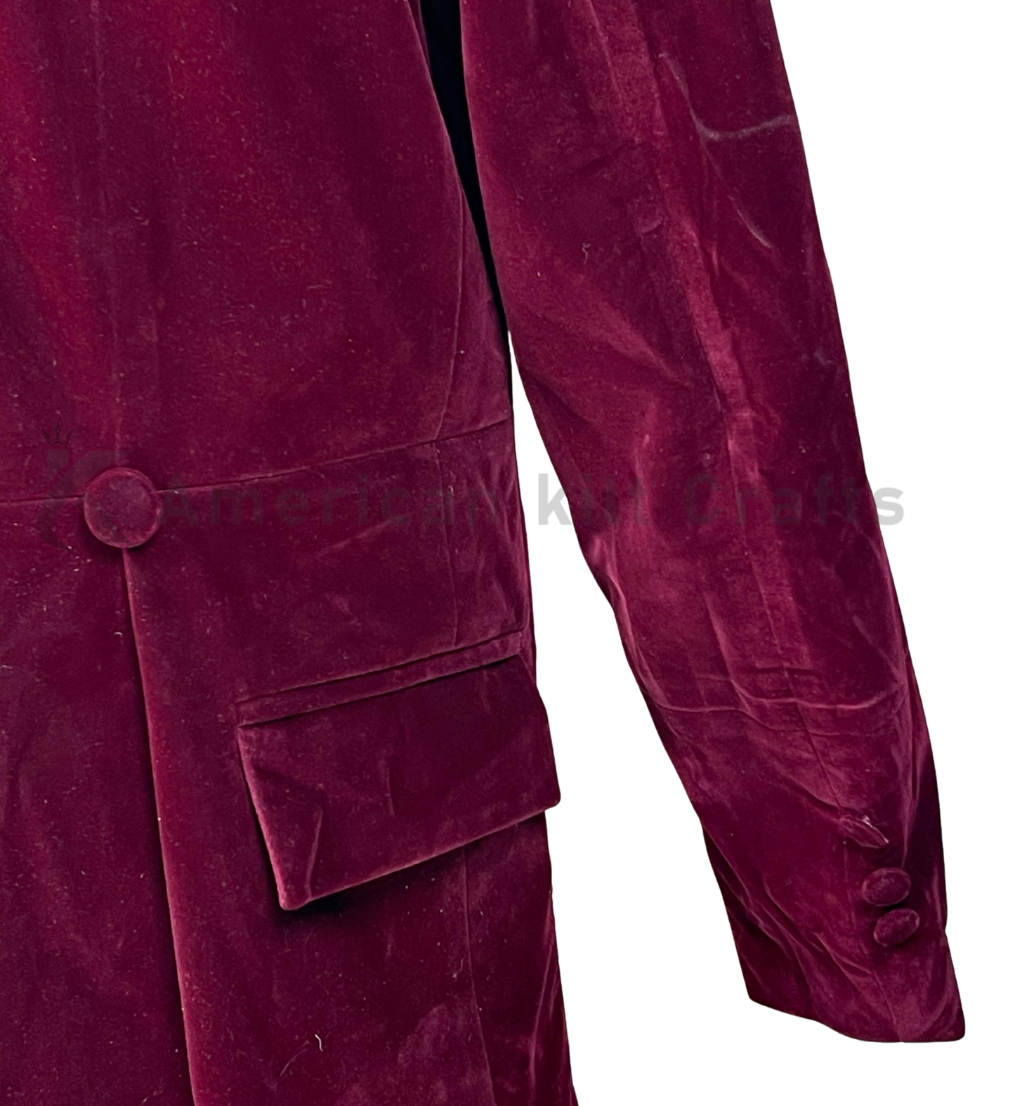 Maroon Velvet Sci-Fi Frock Coat – Vintage Double-Breasted Great Coat