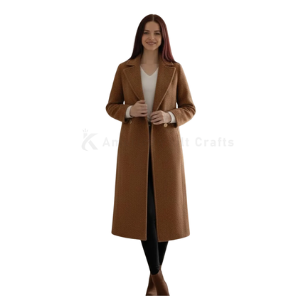 Women’s Double Breasted Long Wool Overcoat –  Street Style Coat