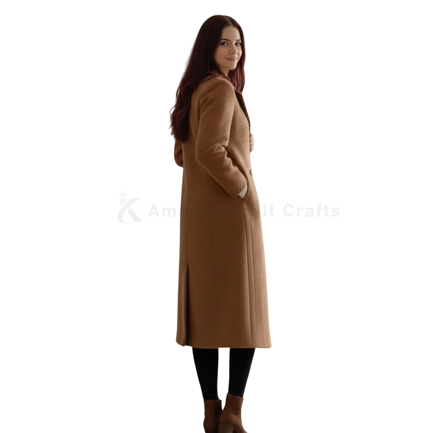 Women’s Double Breasted Long Wool Overcoat –  Street Style Coat