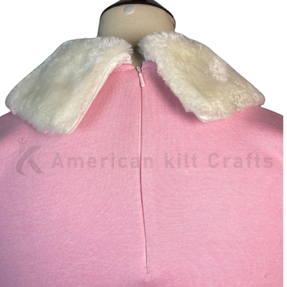 Women's Pink Elf Cheer Costume Dress | Christmas Fur Trim Outfit | Cute Holiday Cosplay Santa Helper Dress