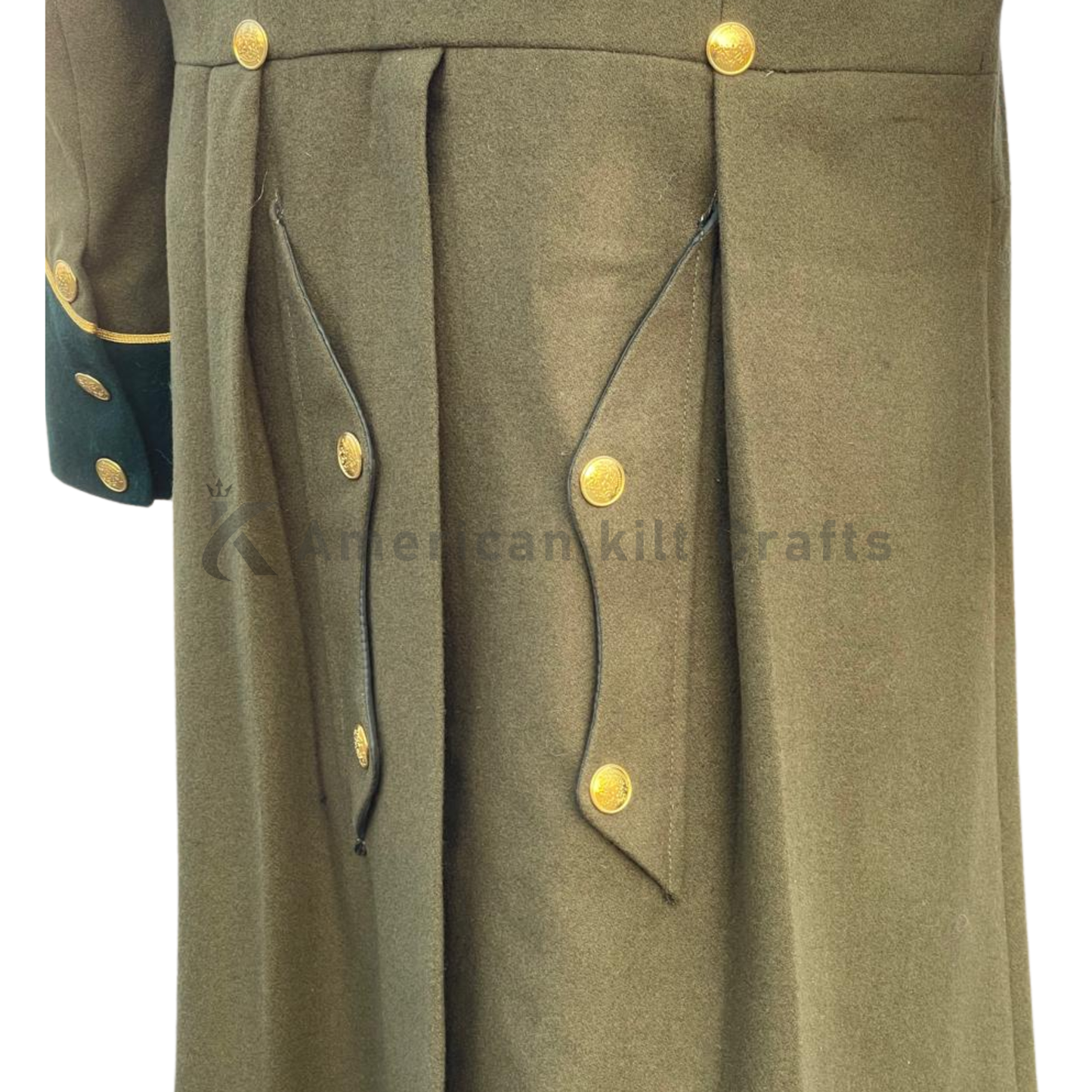 Officer CS Frock Coat for Men | Military-Inspired Wool Officer Jacket with Solid Collar & Cuffs | Civil War Reenactment Uniform | Vintage Military Frock Coat
