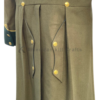 Officer CS Frock Coat for Men | Military-Inspired Wool Officer Jacket with Solid Collar & Cuffs | Civil War Reenactment Uniform | Vintage Military Frock Coat