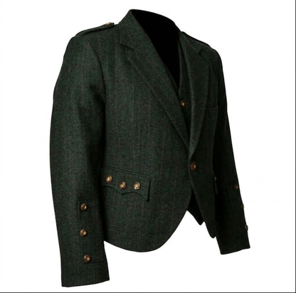 Side View Of Men’s Scottish Tweed Argyll Kilt Jacket classic Highland formal wear