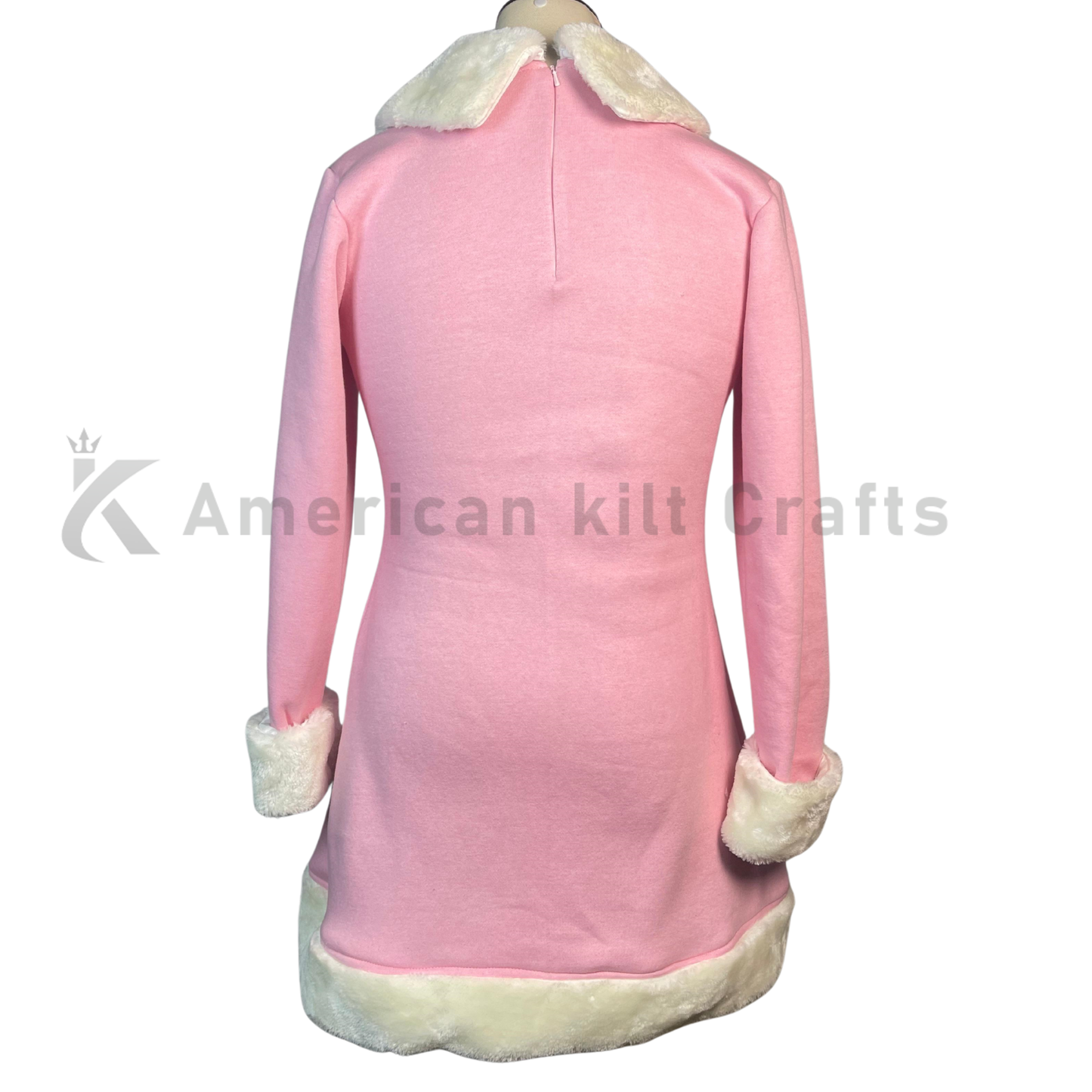 Women's Pink Elf Cheer Costume Dress | Christmas Fur Trim Outfit | Cute Holiday Cosplay Santa Helper Dress