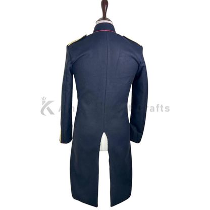 Men’s British Hussar Military Jacket– Black & Red Gold Braided Tailcoat| Historical Uniform