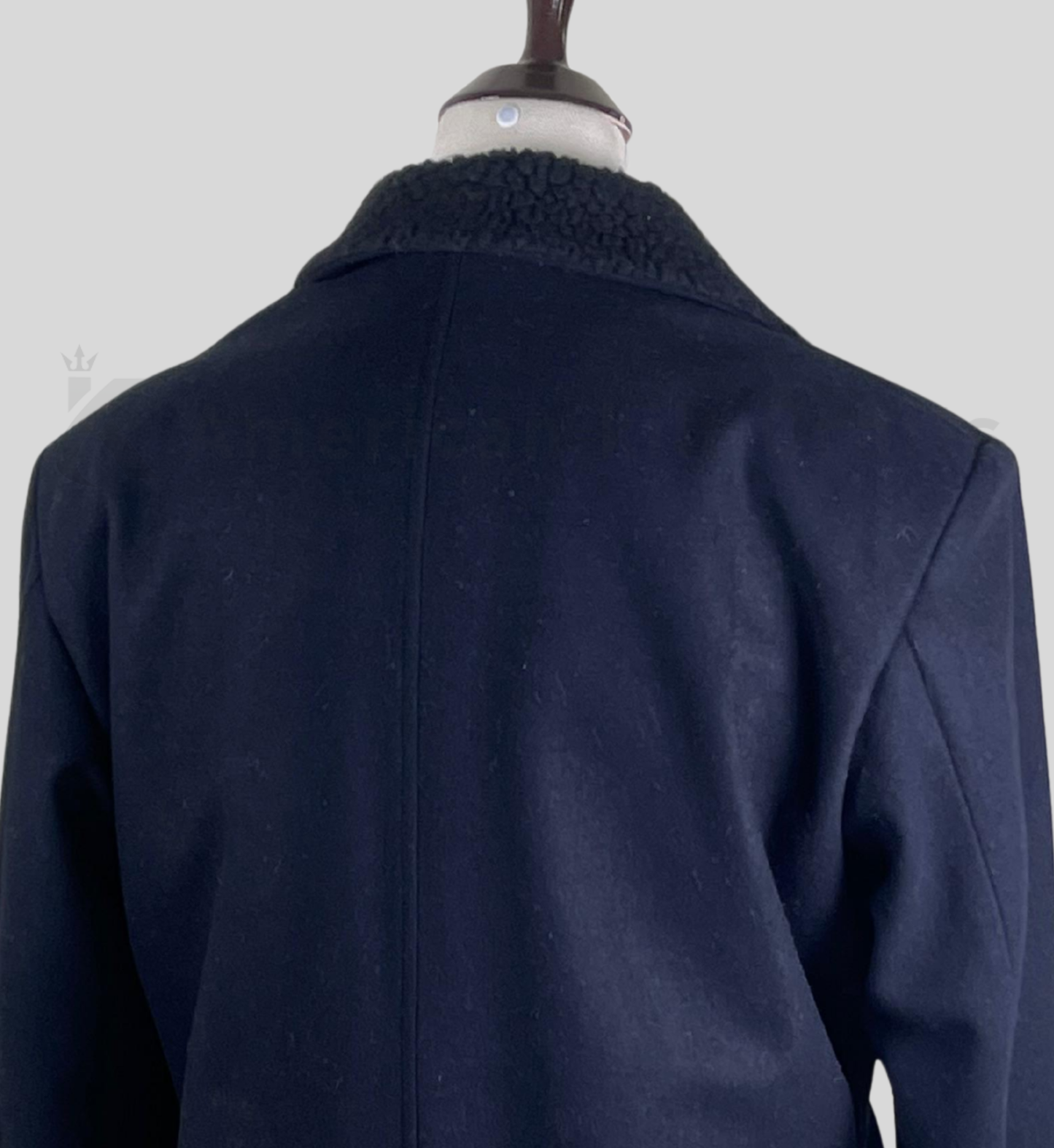 Men’s Dark Blue Wool Long Overcoat | Classic Chesterfield Style Winter Coat