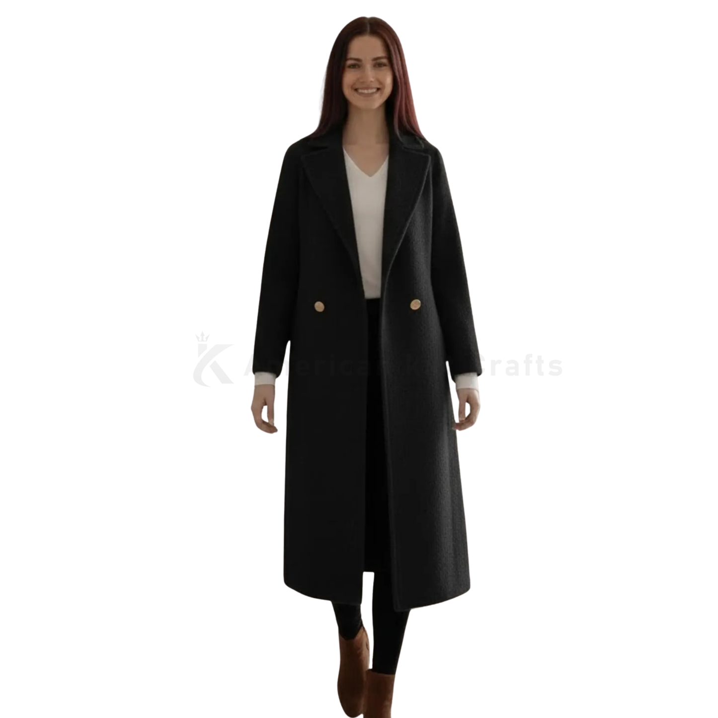 Women’s Double Breasted Long Wool Overcoat –  Street Style Coat
