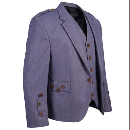 Scottish purple tweed Argyll jacket side view traditional Highland attire