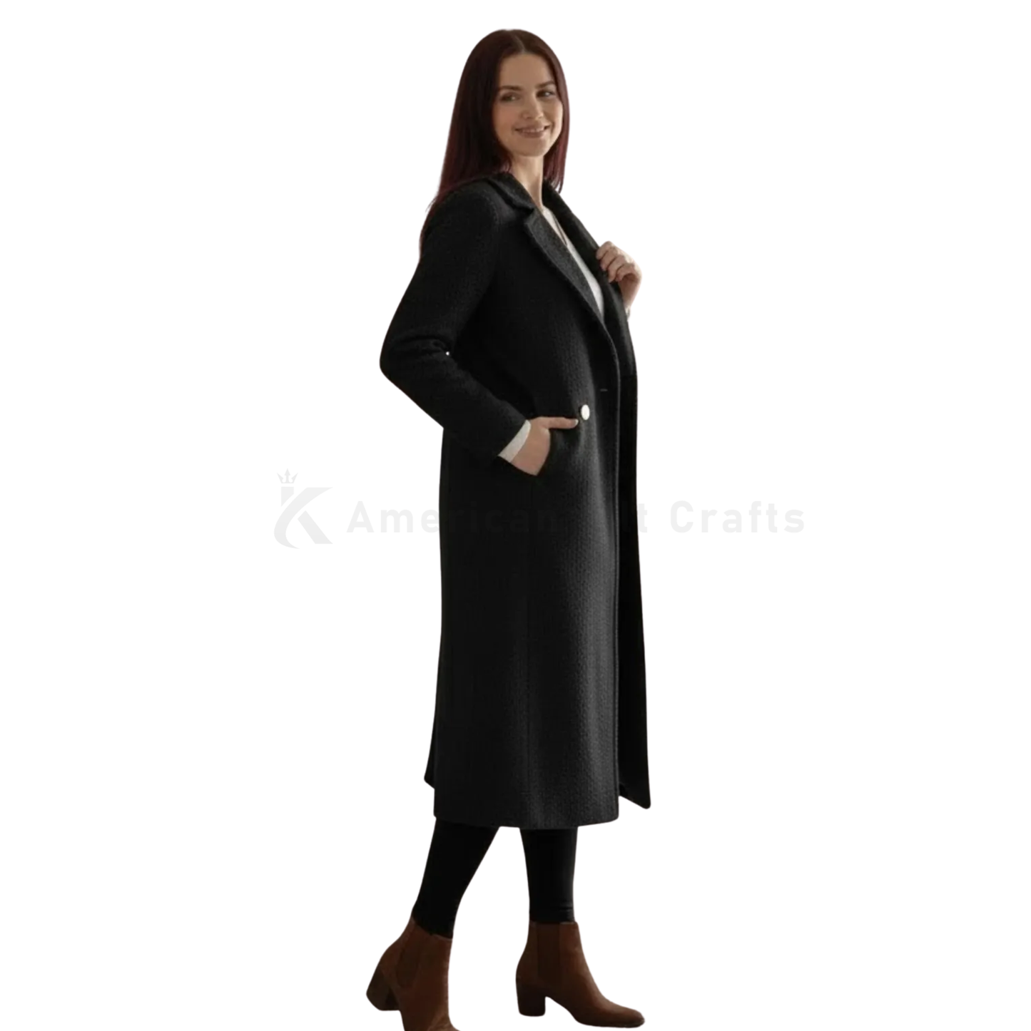 Women’s Double Breasted Long Wool Overcoat –  Street Style Coat