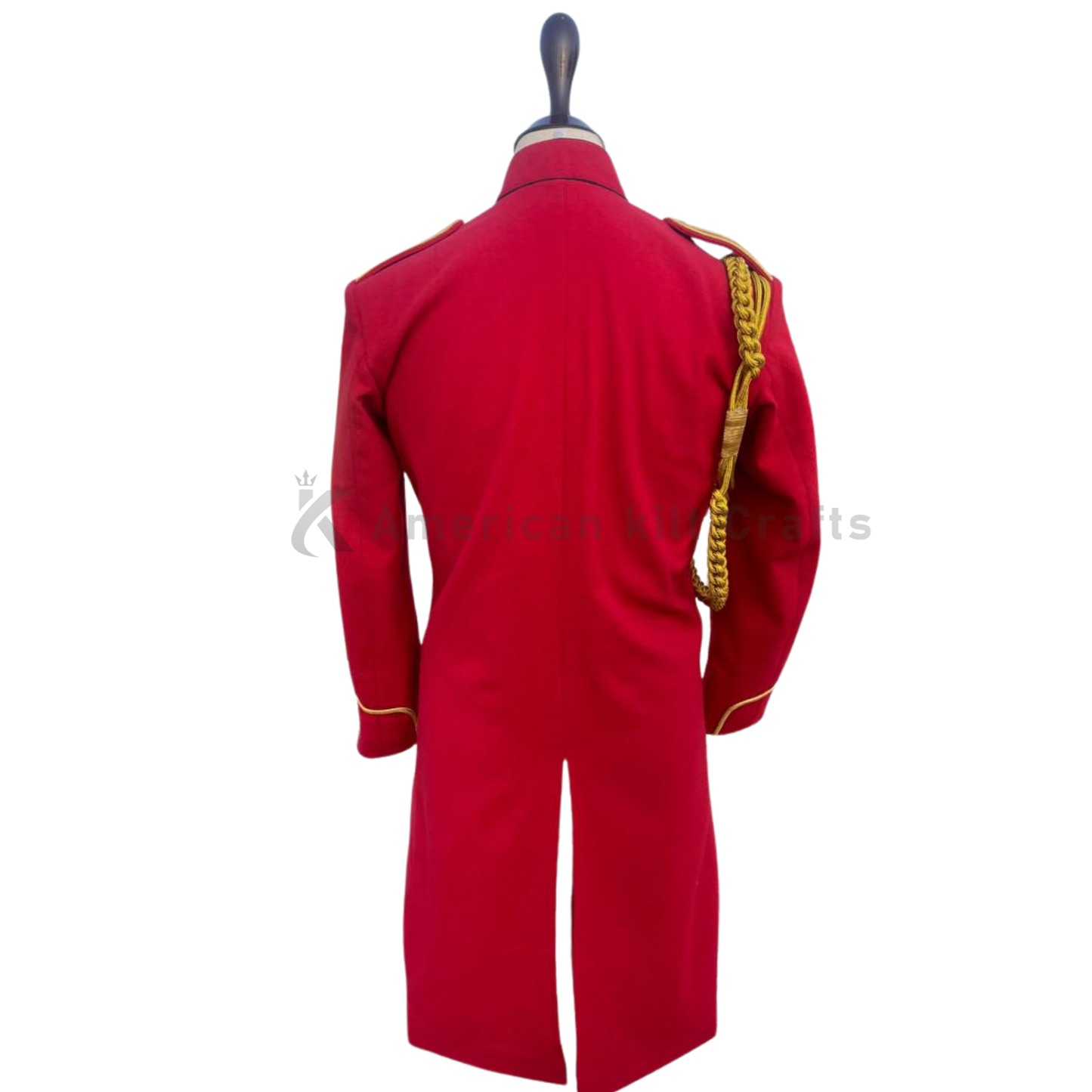 Men’s Red British Hussar Tailcoat – Military Officer Jacket, Steampunk Parade Coat, Victorian Uniform Costume