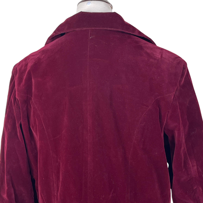 Maroon Velvet Sci-Fi Frock Coat – Vintage Double-Breasted Great Coat
