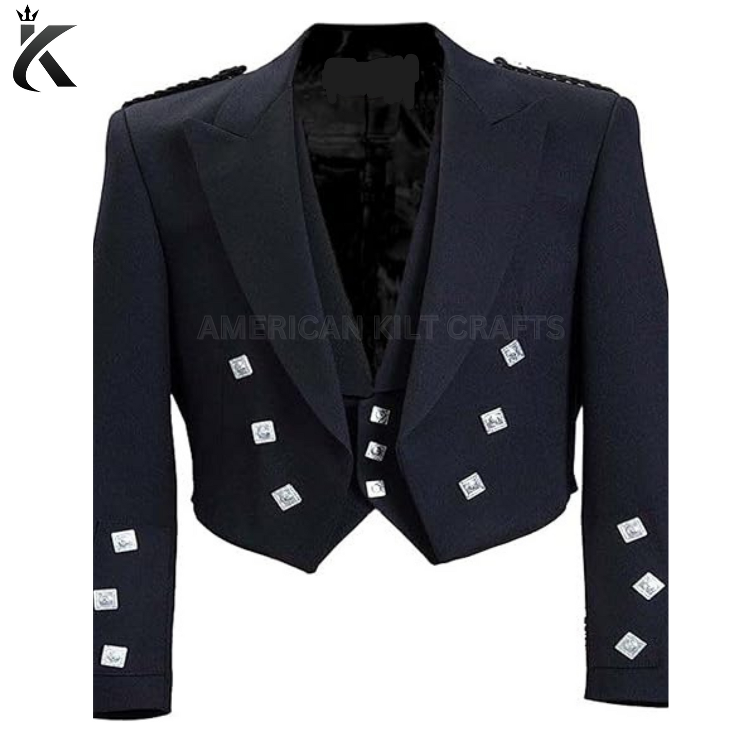 Traditional Scottish Black Prince Charlie Kilt Jacket & Vest For Men