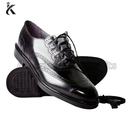 Premium Scottish Black Leather Kilt Shoes - Traditional Footwear for Kilt Outfits