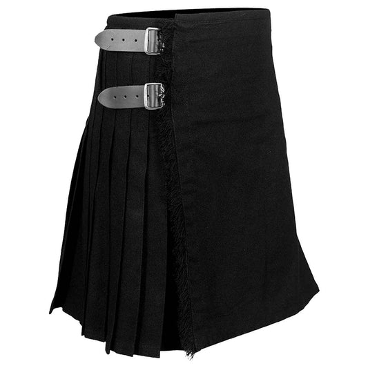 Plain Black 8 Yard 16oz Tartan Style Kilt for Men