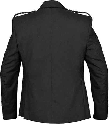 Back view of Black Argyll Kilt Jacket and Vest – Custom Tailored Kilt Vest, Highland Outfit