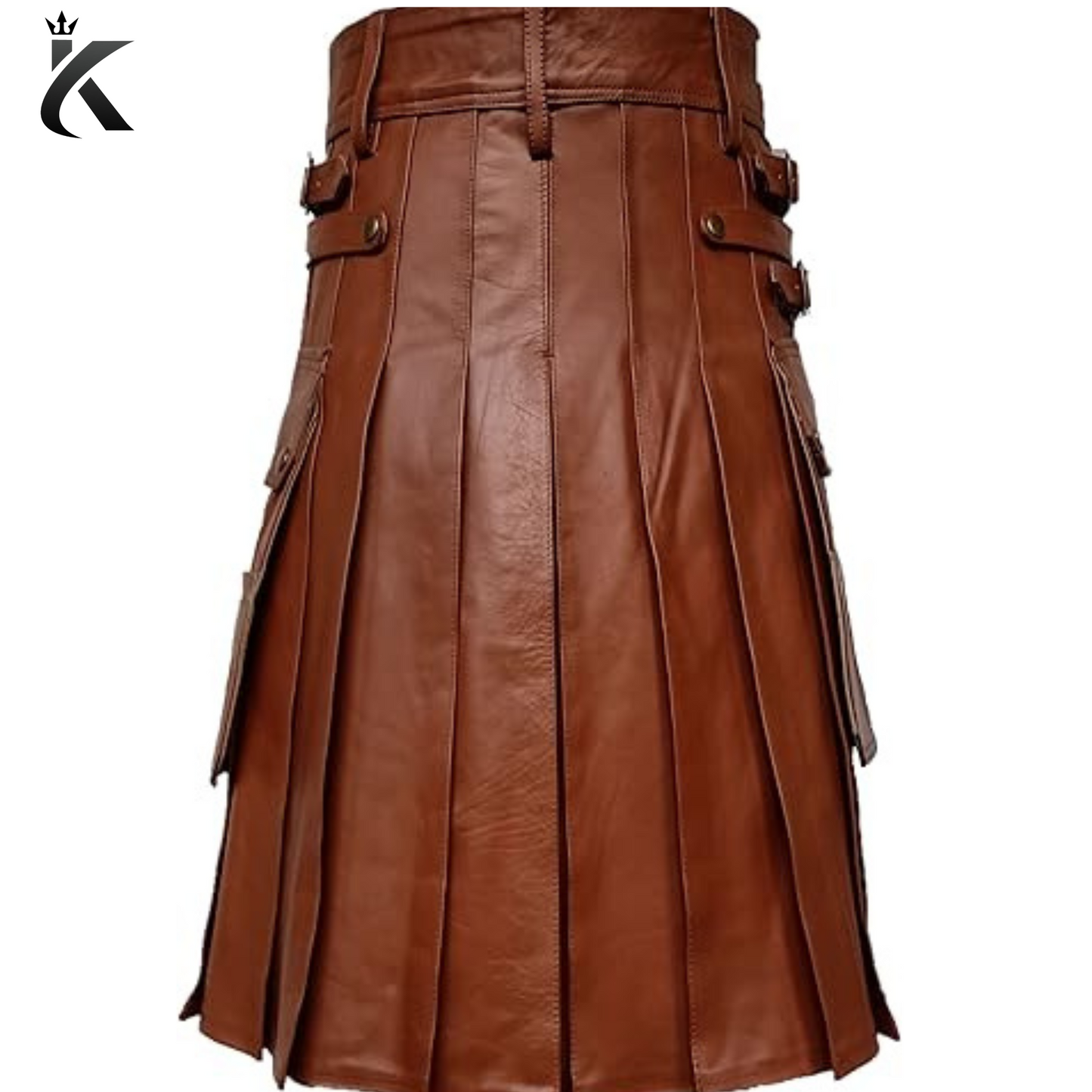 Leather Real Cowhide Kilt with Sporran Scottish Traditional Highland Kilt for Men  - Made to order