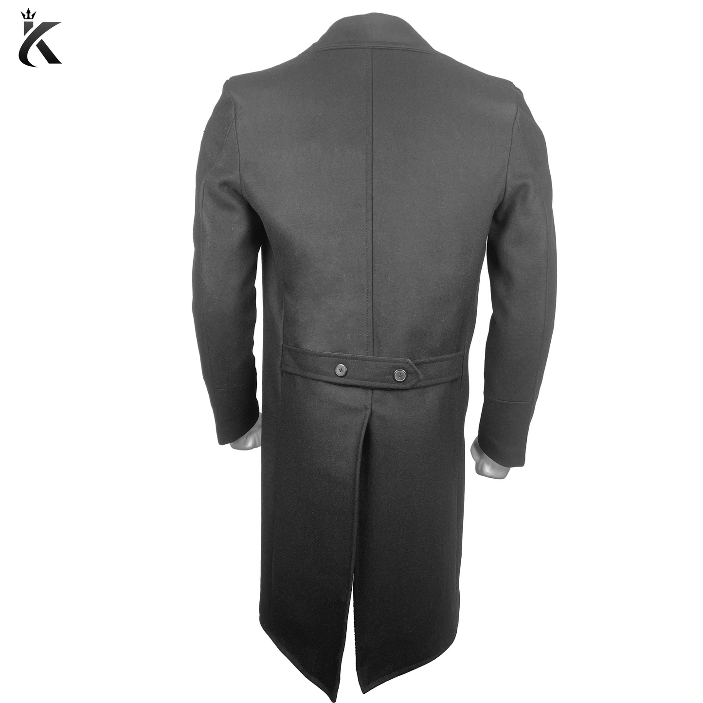 Mens Black Long Overcoat - Vintage Long Trench Coat for Men - Mens Business Casual Slim Fit Coat - Windbreak Winter Outwear Wool Coat