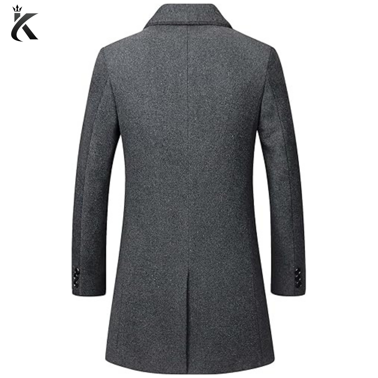 Mens Gray Long Overcoat - Vintage Long Trench Coat for Men - Mens Business Casual Slim Fit Coat - Windbreak Winter Outwear Wool Coat