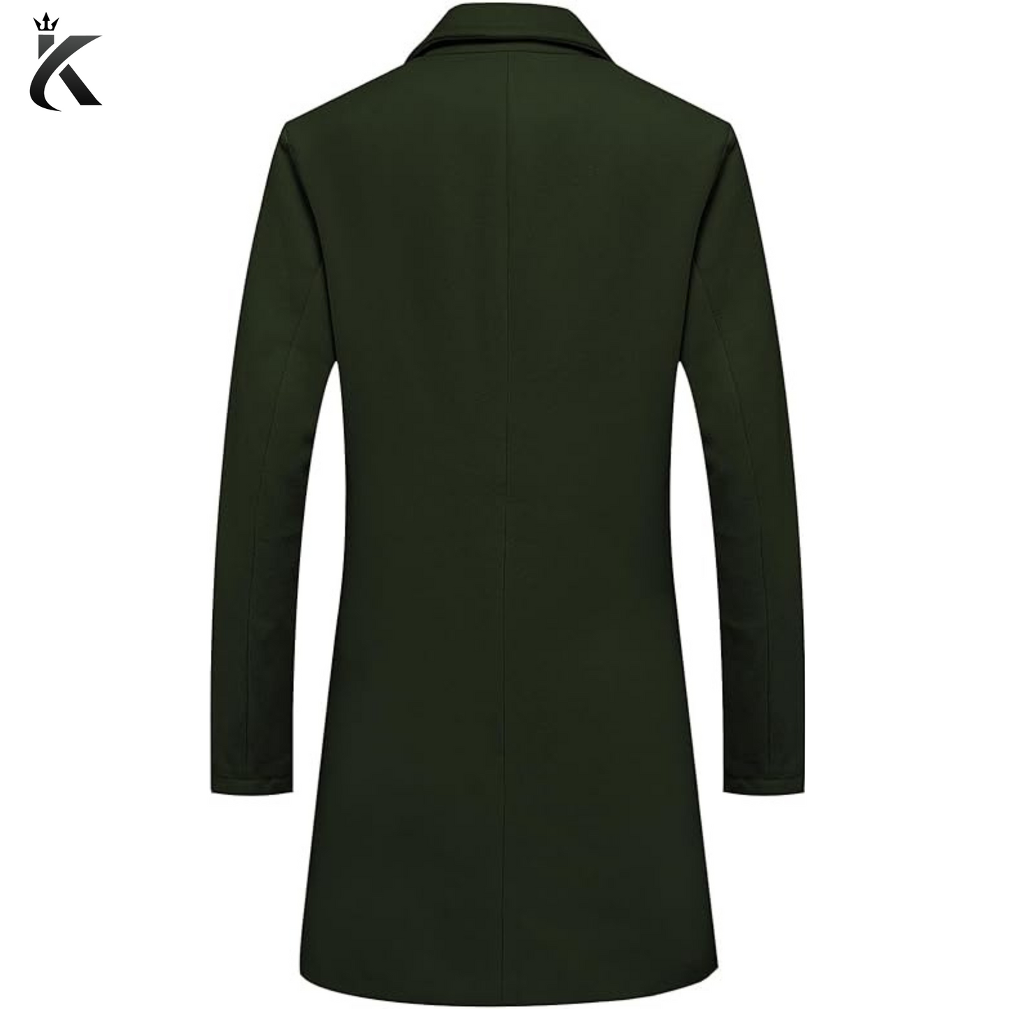 Men's Classic Wool Trench Overcoat - Single Breasted Mid Long Wool Blend Top Pea Coats Jackets