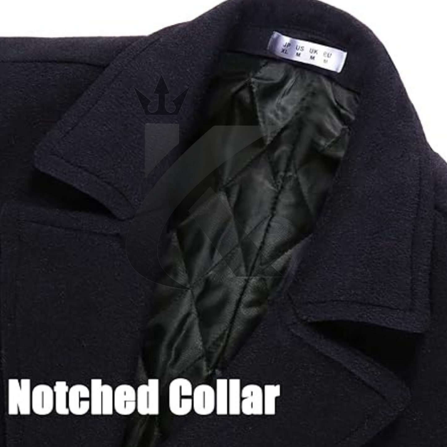 Men's Luxury Full Length Navy Blue Trench Coat Long Wool Overcoat Winter Windbreaker