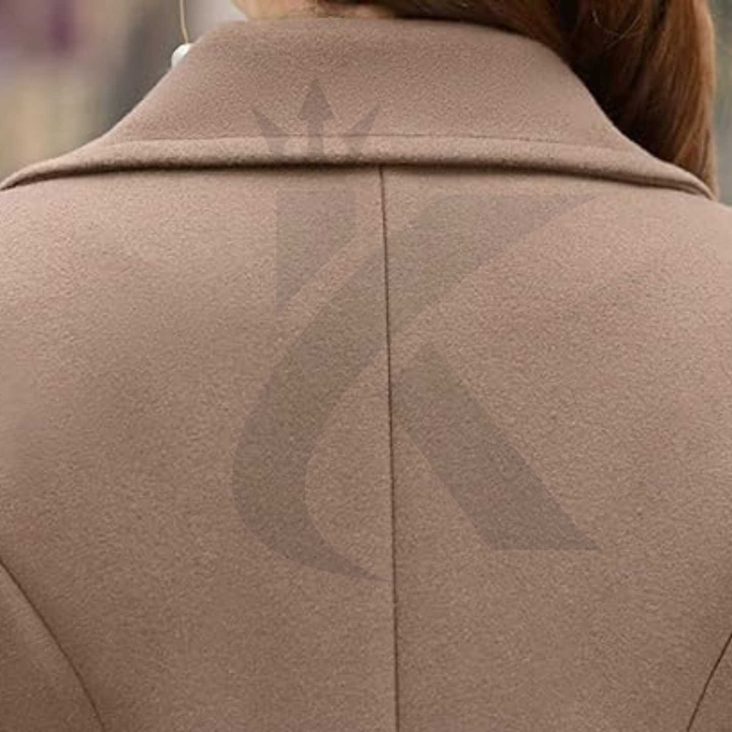 Women's Khaki Trench Coat - Premium Quality Long Overcoat - Elegant Notched Collar Double Breasted Wool Blend Over Coat