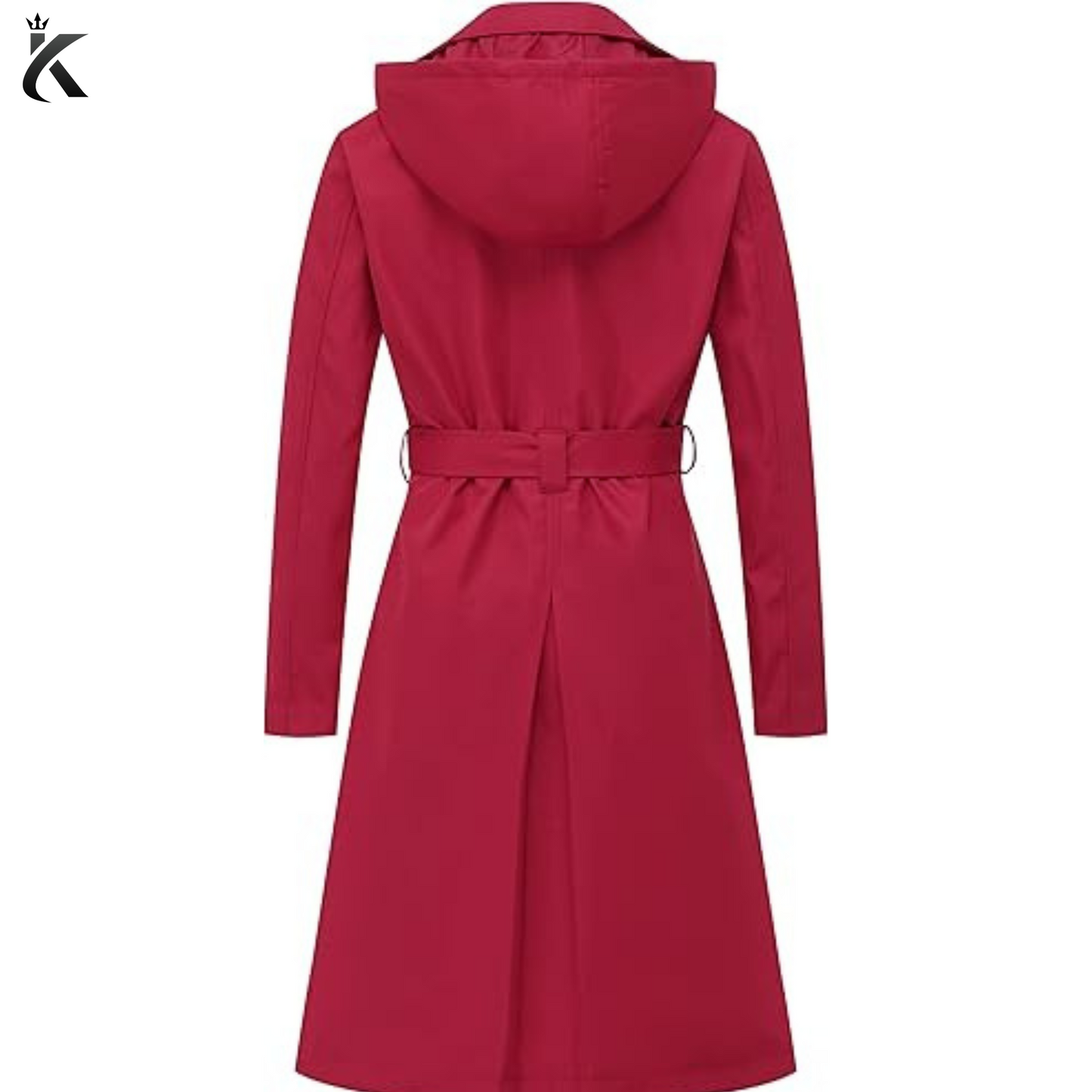 Premium Women's Double Breasted Long Trench Coats - Mid-Length Belted Overcoat Dress Jacket with Detachable Hood