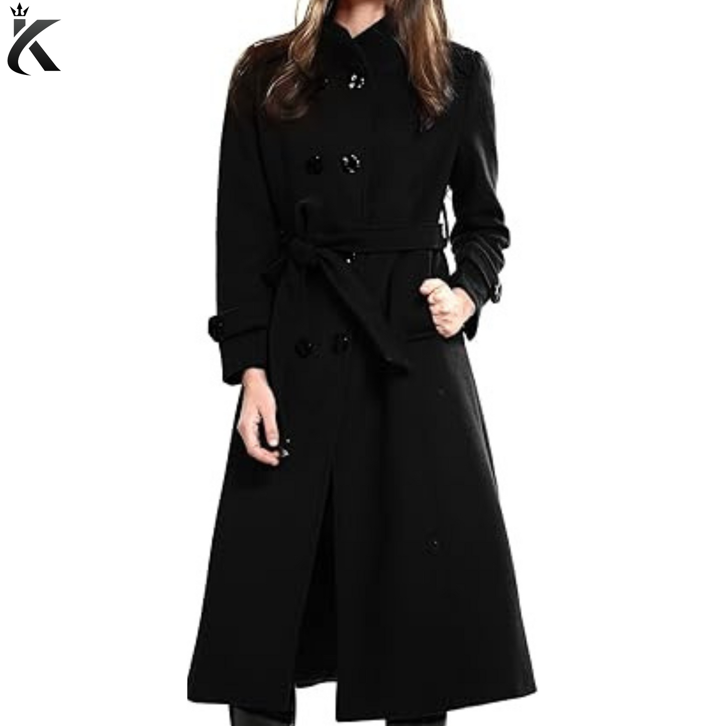 Women's Wool Trench Coat Winter Double-Breasted Jacket with Belts - High Quality Women's Overcoat