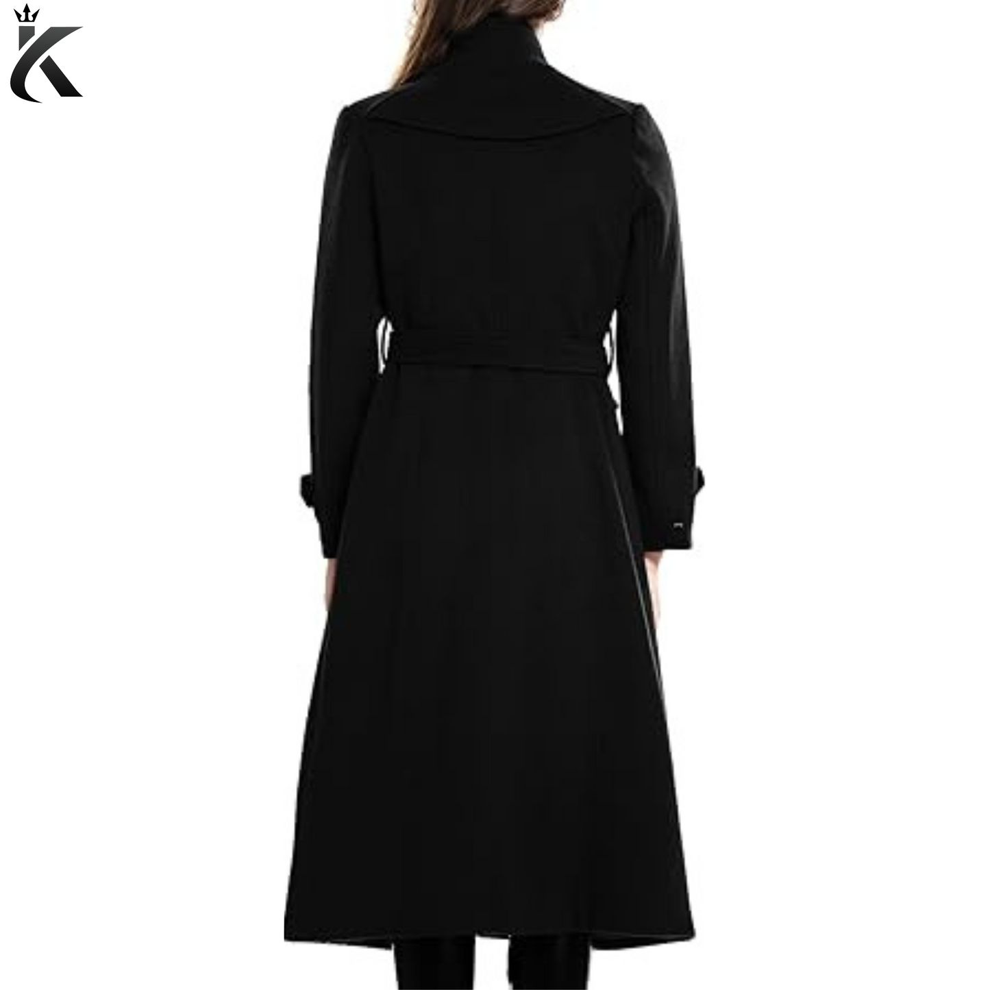 Women's Wool Trench Coat Winter Double-Breasted Jacket with Belts - High Quality Women's Overcoat